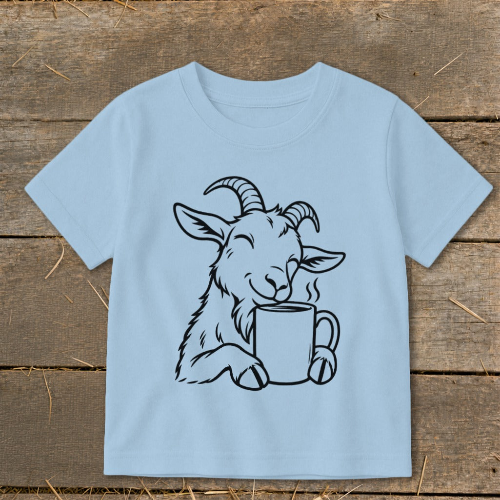 Morning Coffee Goat Toddler Tee
