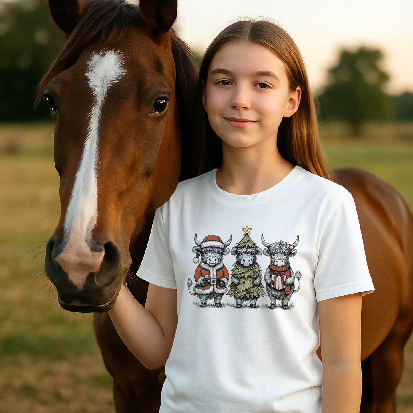 3 Cow Christmas T-shirt (Youth)