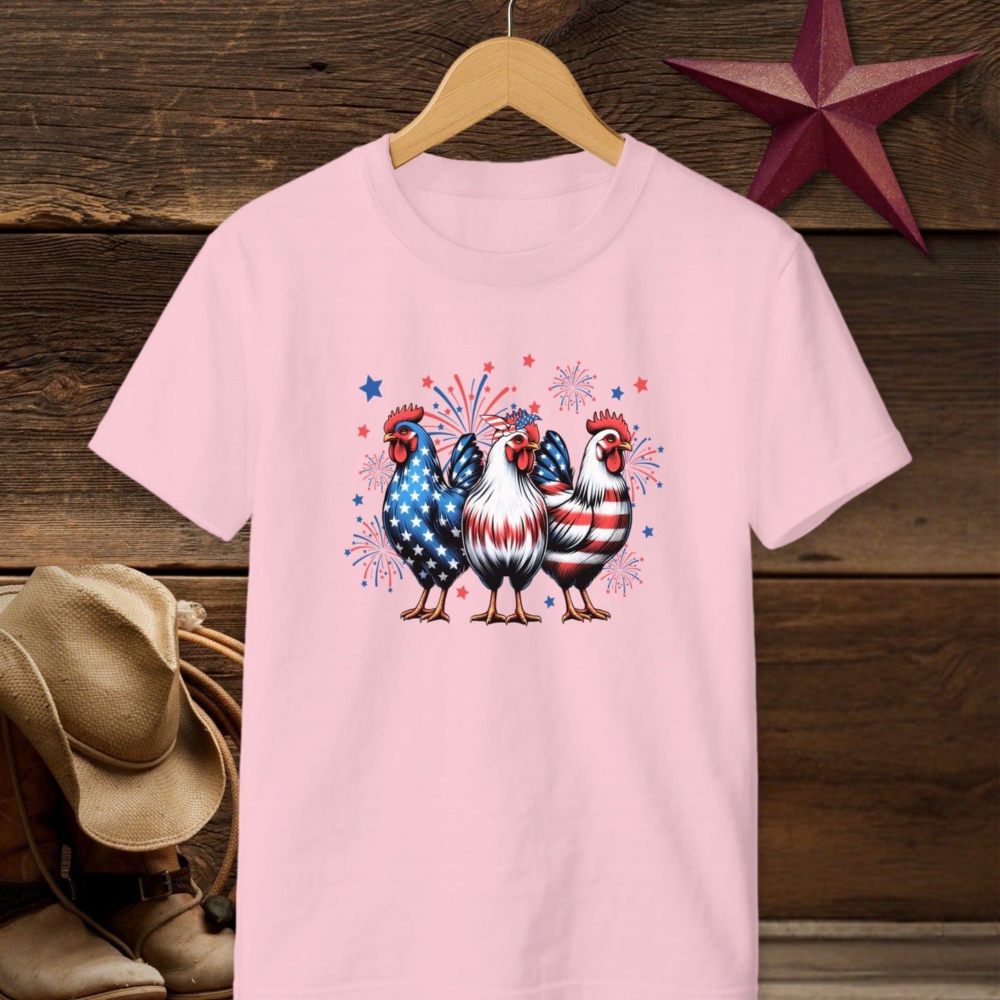 4th of July Chickens T-shirt (Youth)