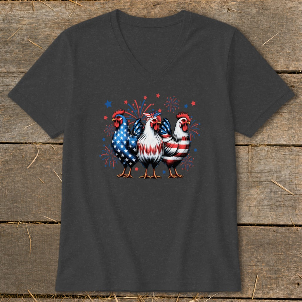 4th of July Chickens V-neck