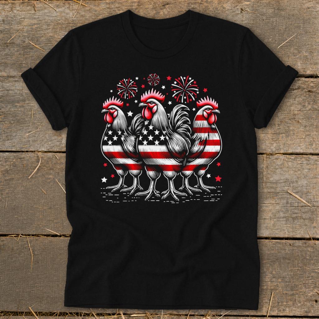 4th of July Roosters Softstyle Tee