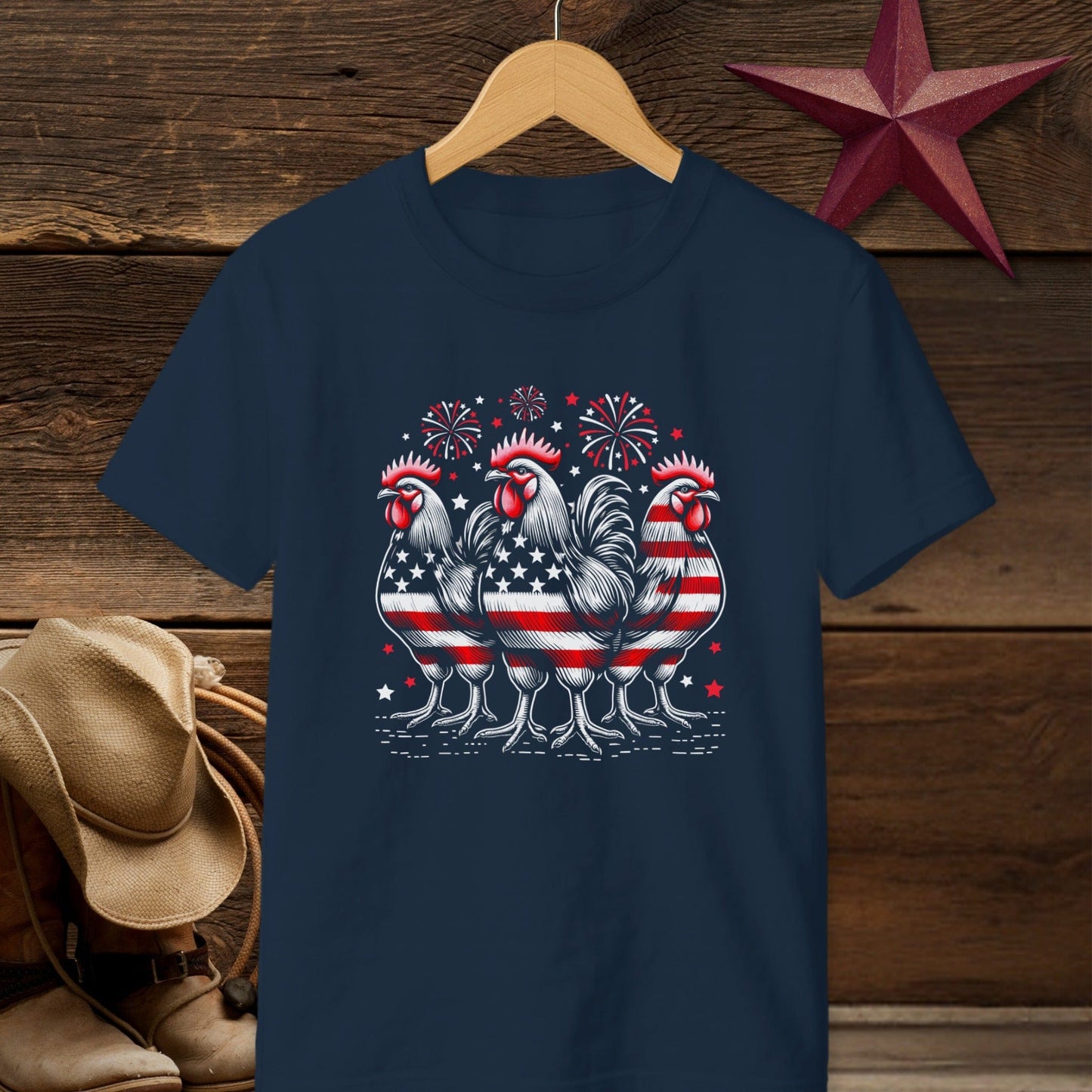 4th of July Roosters T-Shirt (Youth)