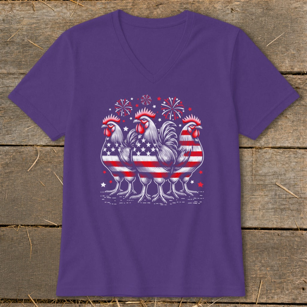 4th of July Roosters V-neck