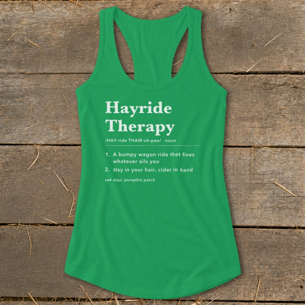 Hayride Therapy Definition Racerback Tank
