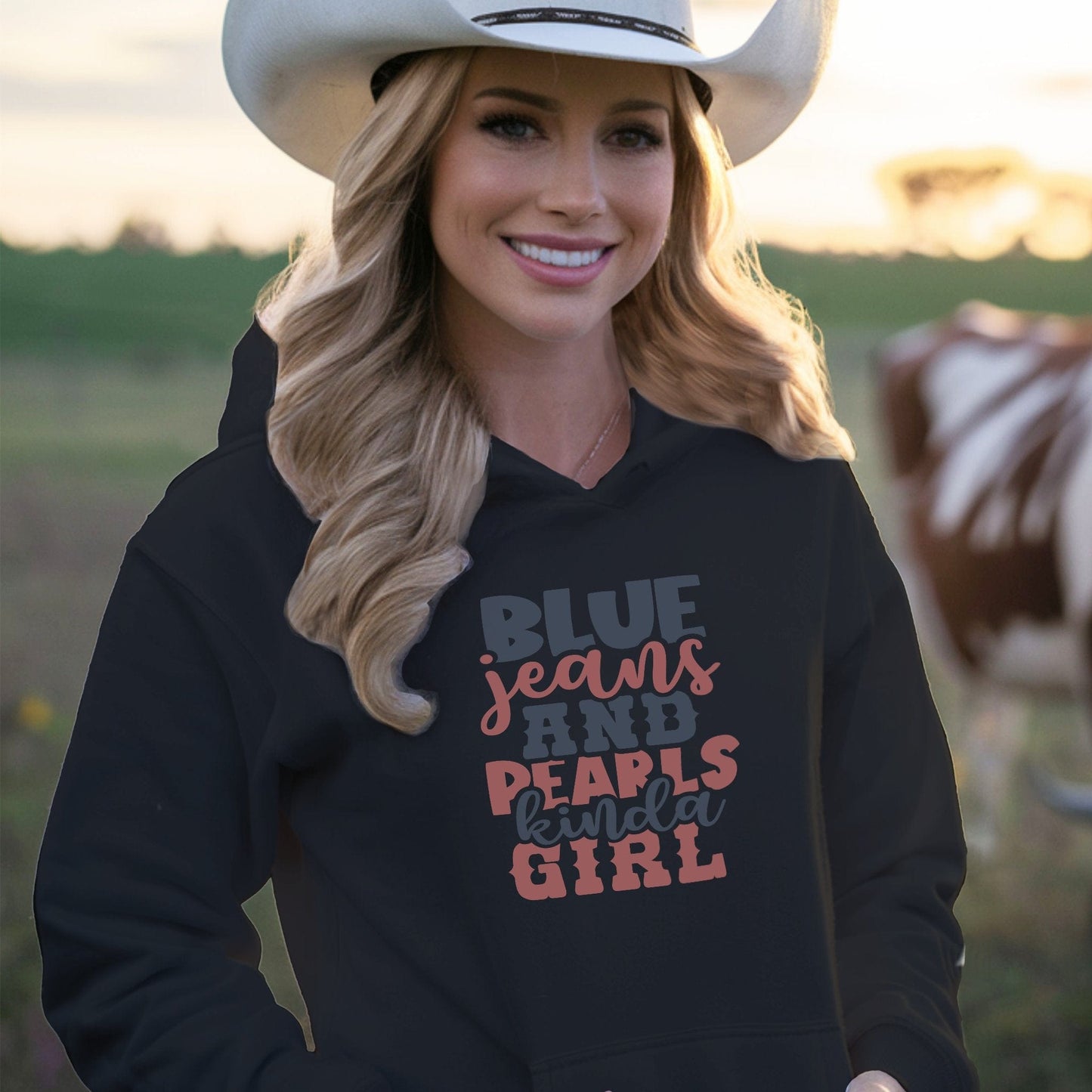 Blue Jeans and Pearls Long Sleeve Tee