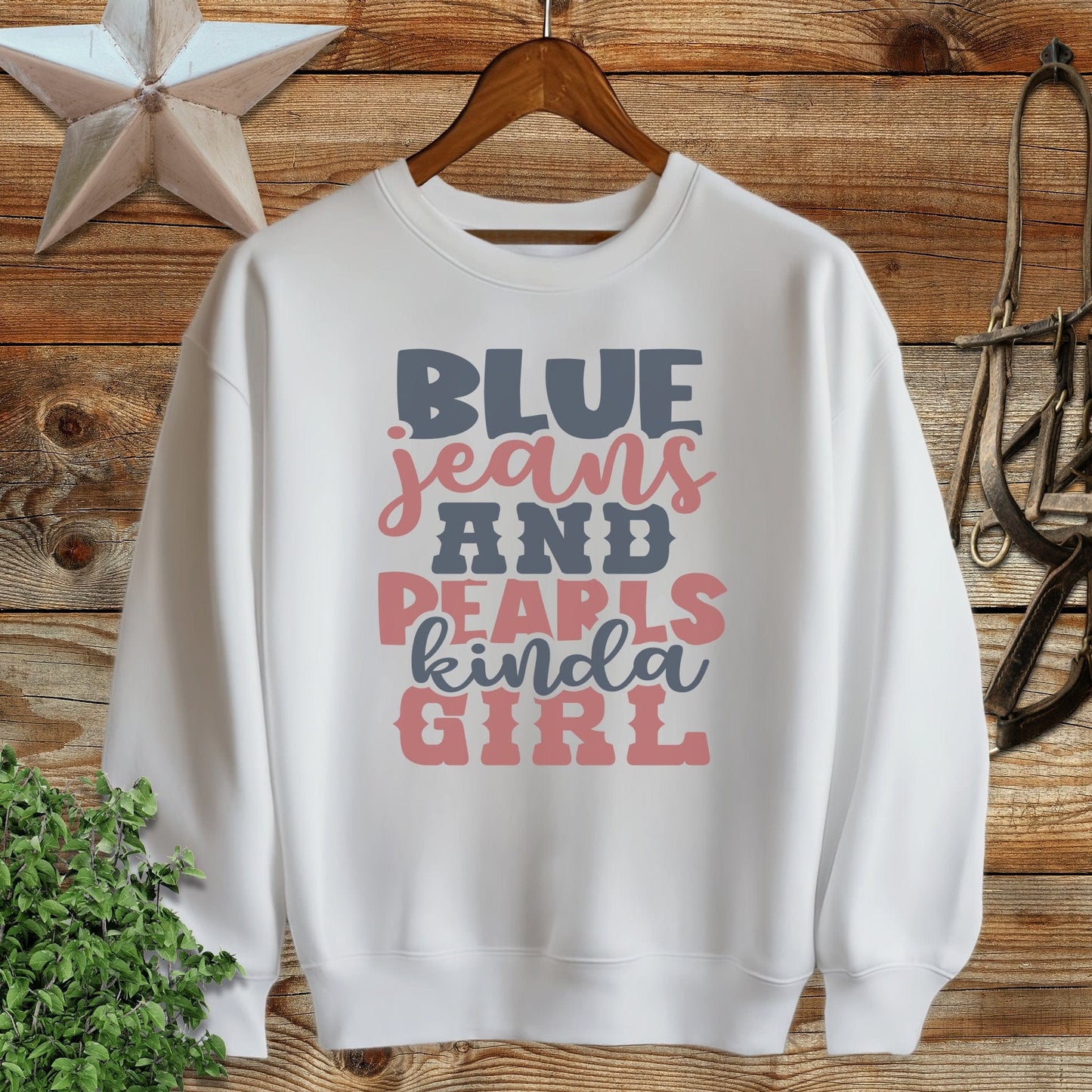 Blue Jeans and Pearls Sweatshirt