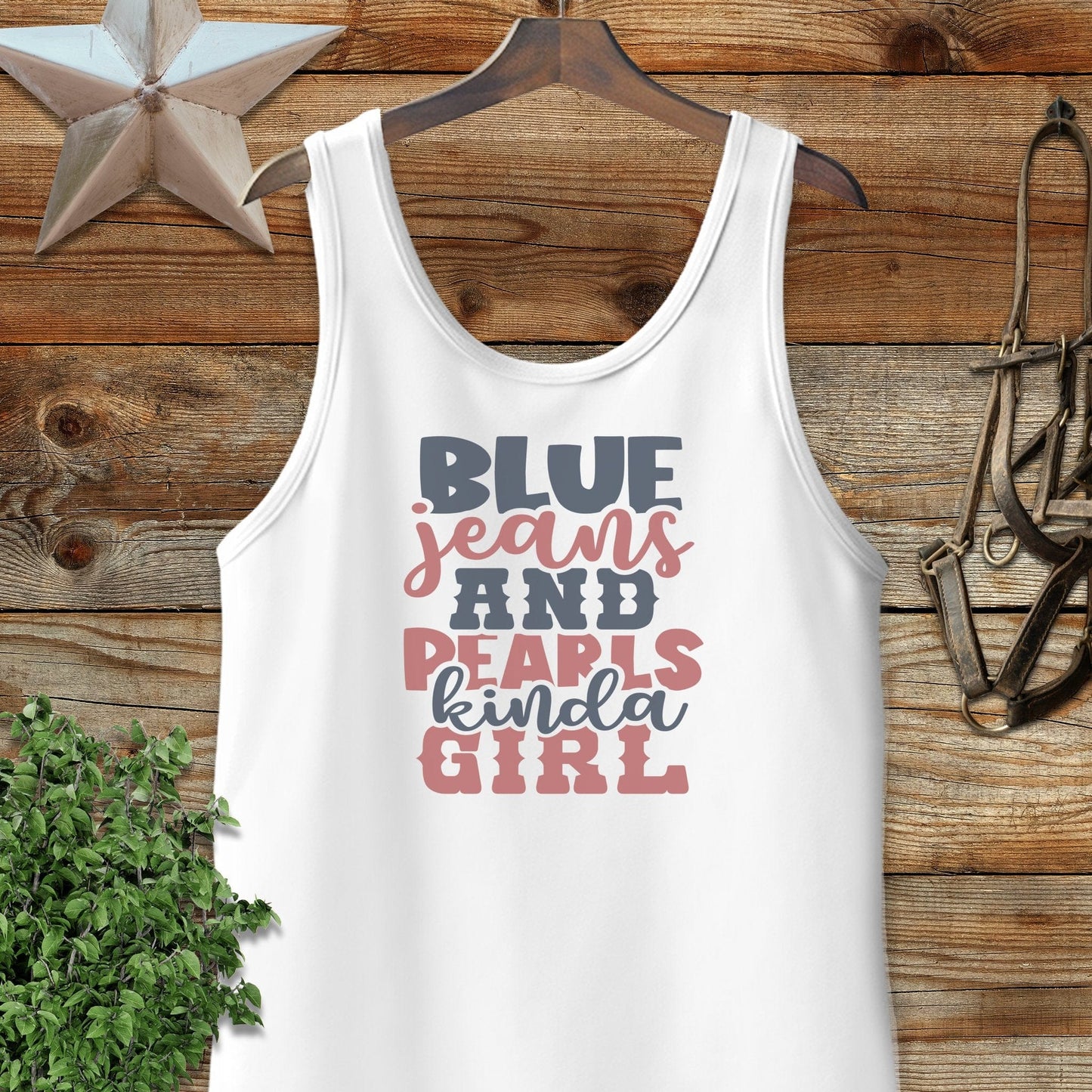 Blue Jeans and Pearls Tank Top