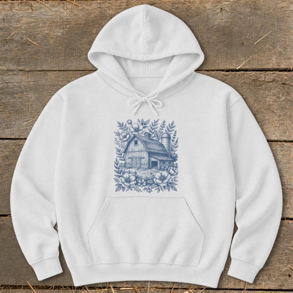 Botanical Barn Illustration Hoodie