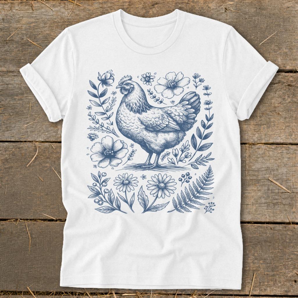 Botanical Chicken Illustration Softstyle Tee