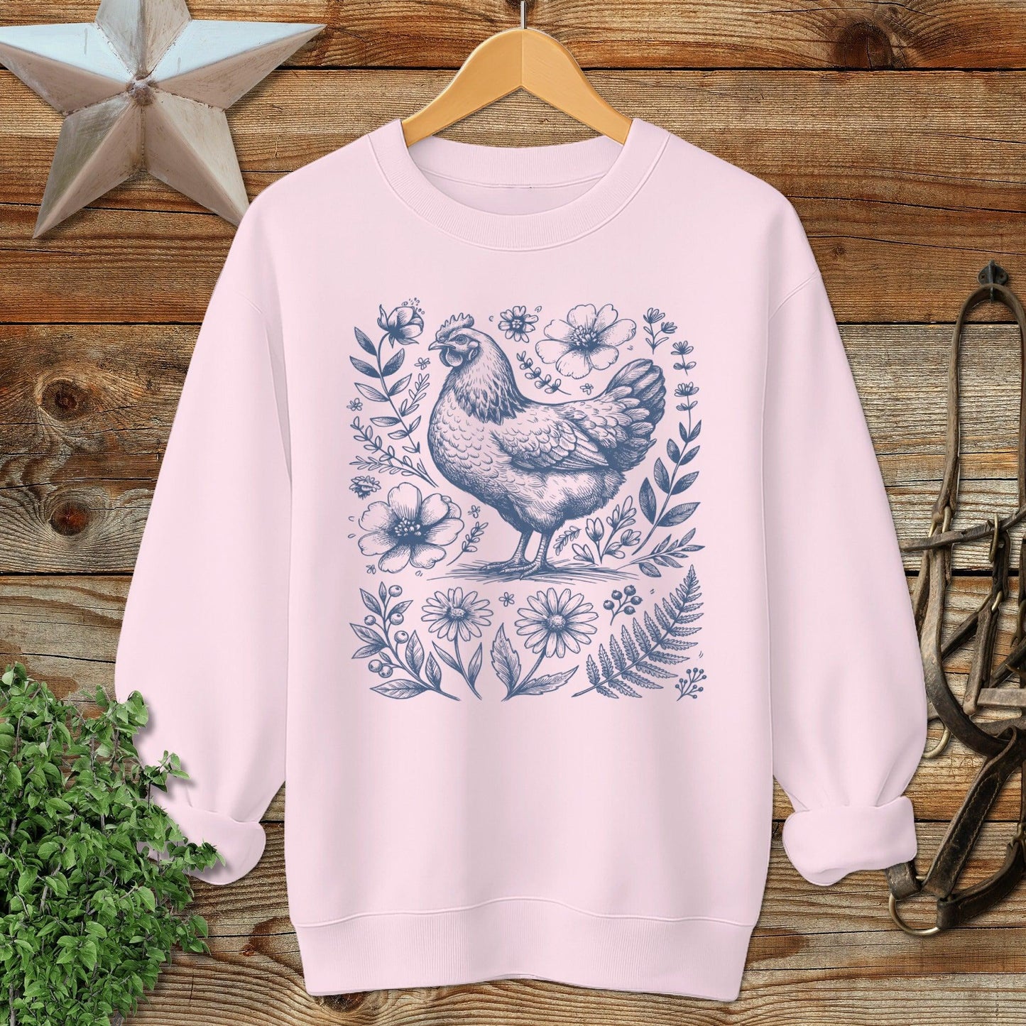 Botanical Chicken Illustration Sweatshirt