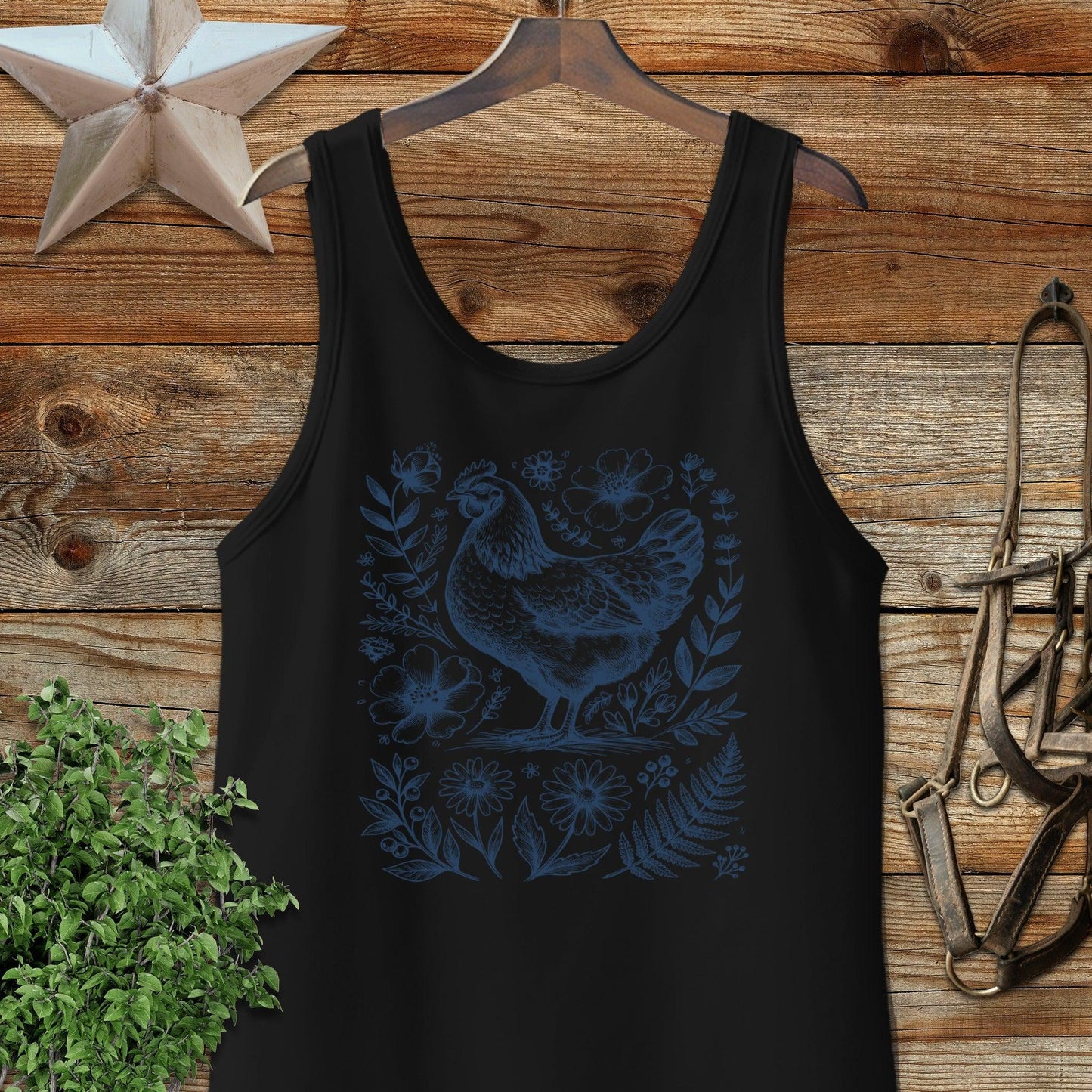 Botanical Chicken Illustration Tank Top