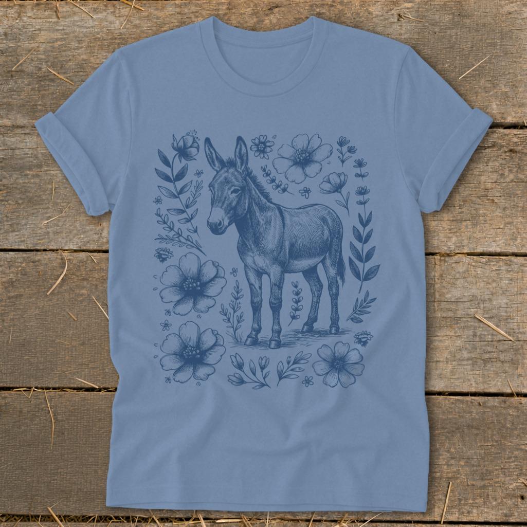 Botanical Donkey Illustration Softstyle Tee