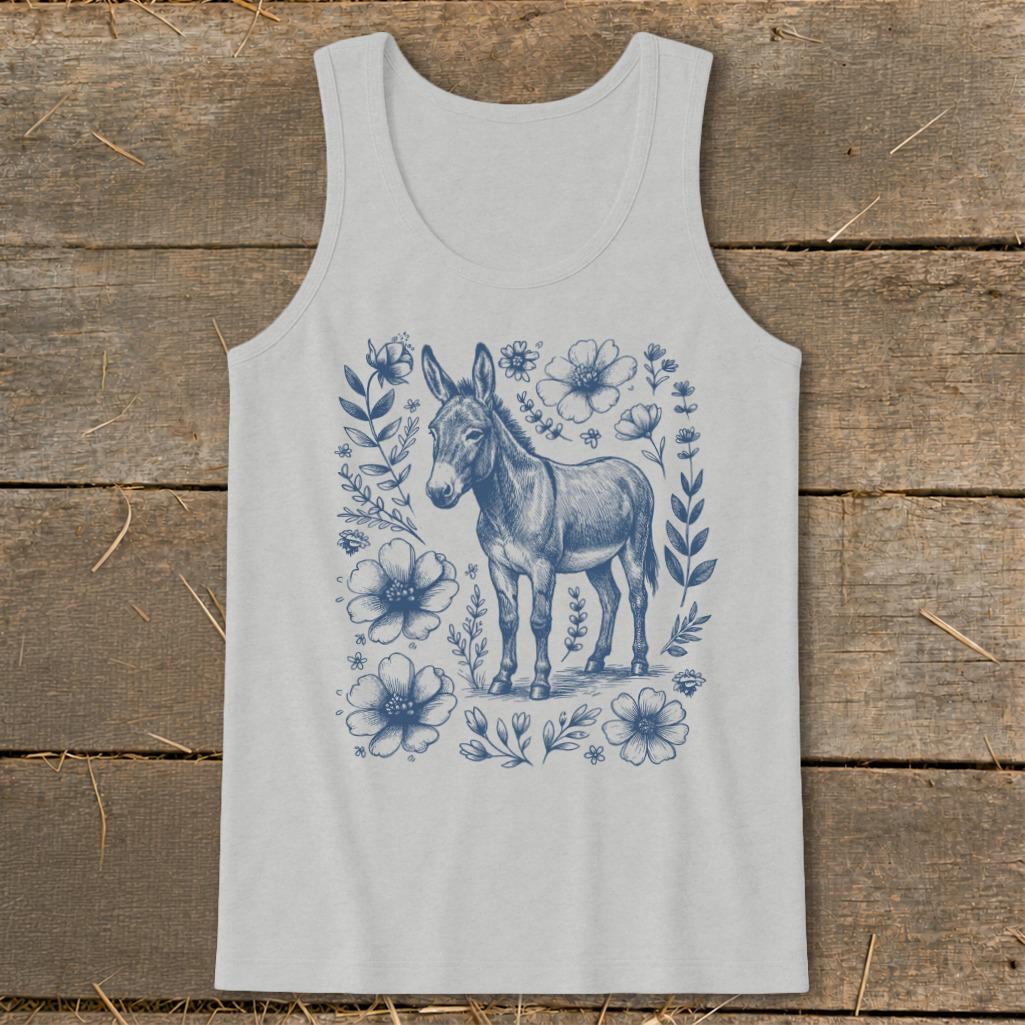 Botanical Donkey Illustration Tank Top
