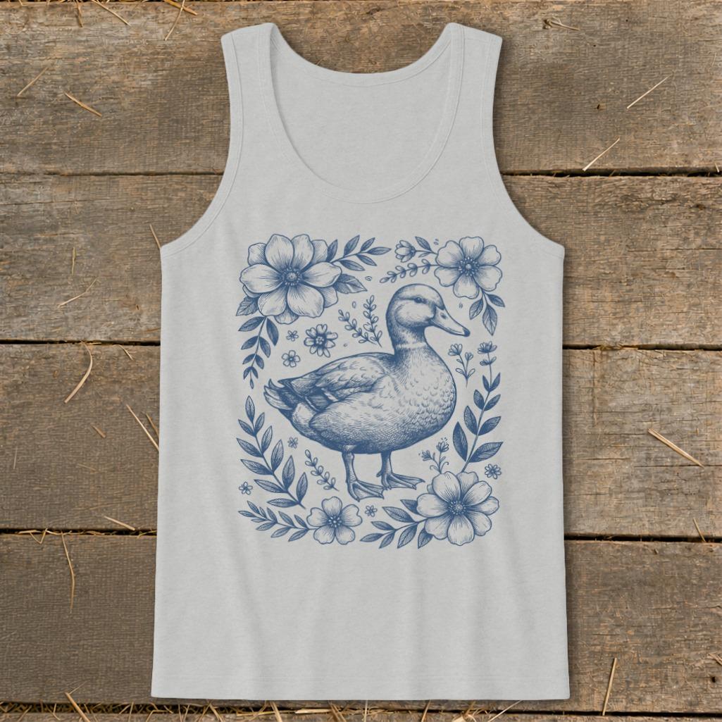 Botanical Duck Illustration Tank Top