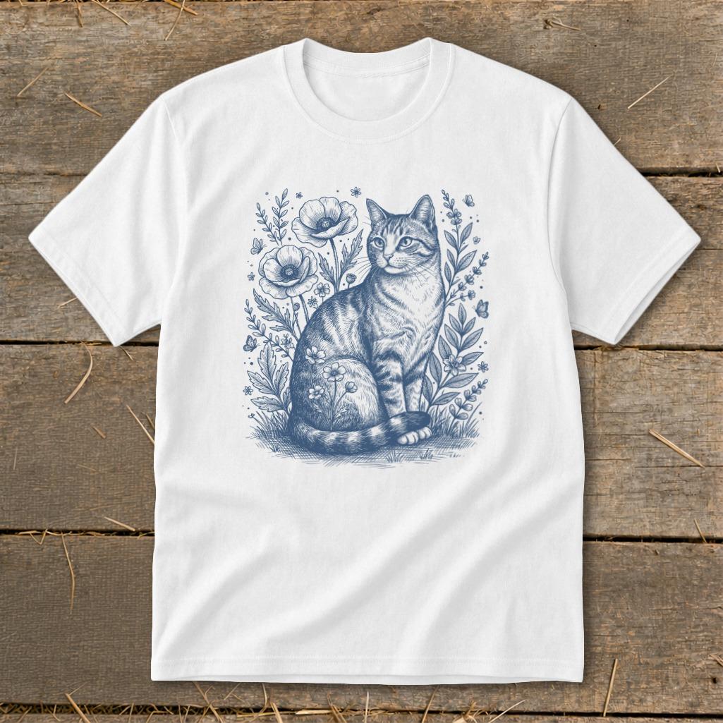 Botanical Farm Cat Illustration Youth Tee