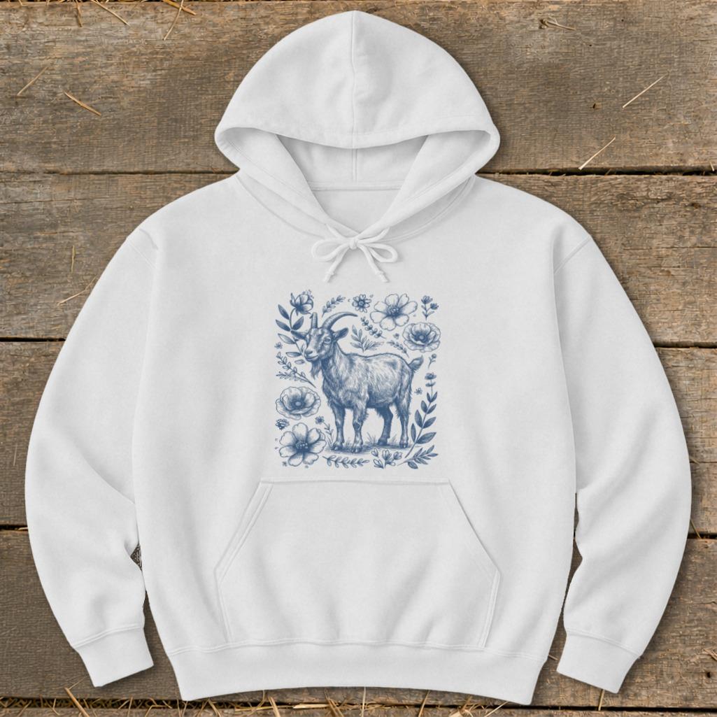 Botanical Goat Illustration Hoodie