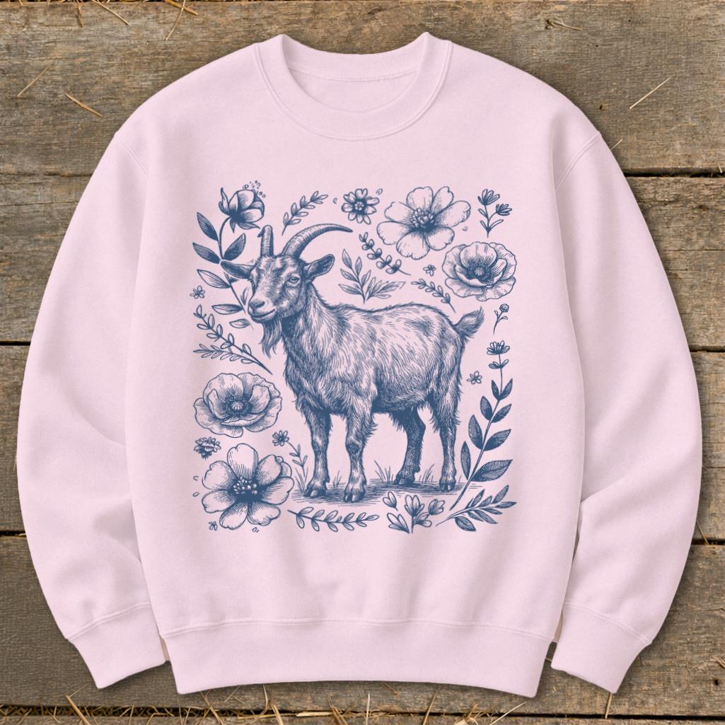 Botanical Goat Illustration Sweatshirt