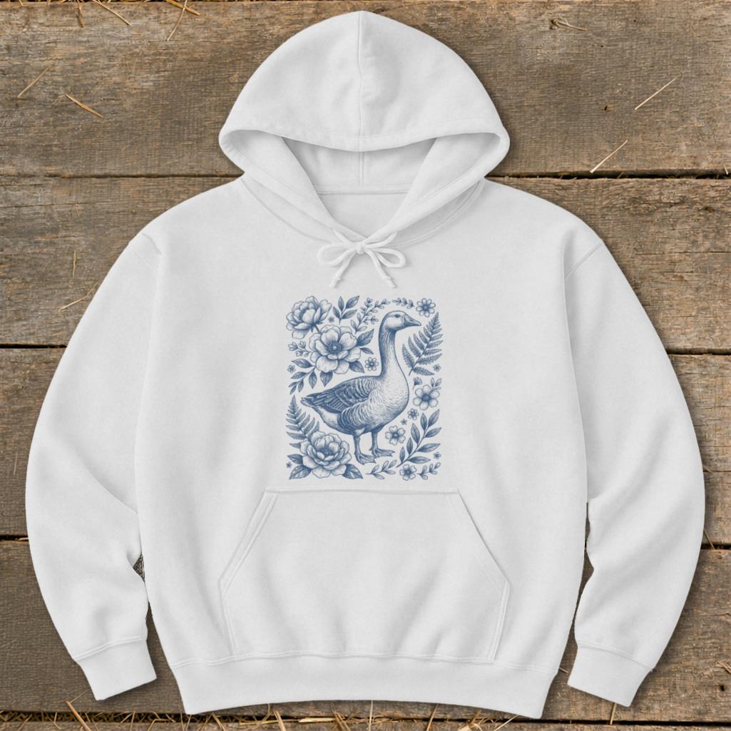 Botanical Goose Illustration Hoodie