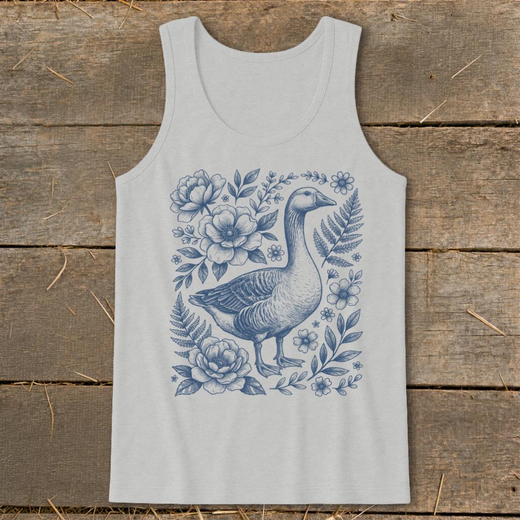 Botanical Goose Illustration Tank Top