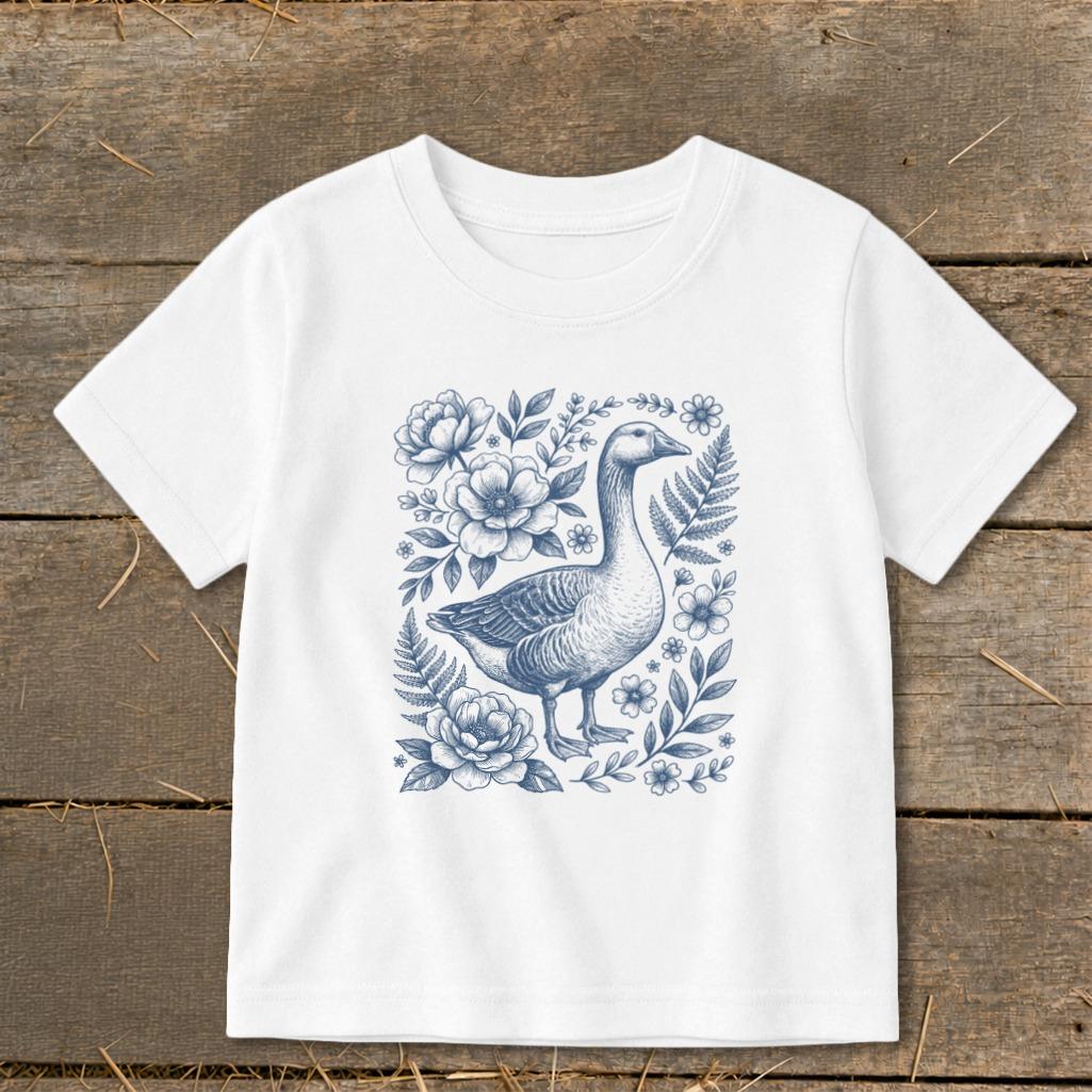 Botanical Goose Illustration Toddler Tee