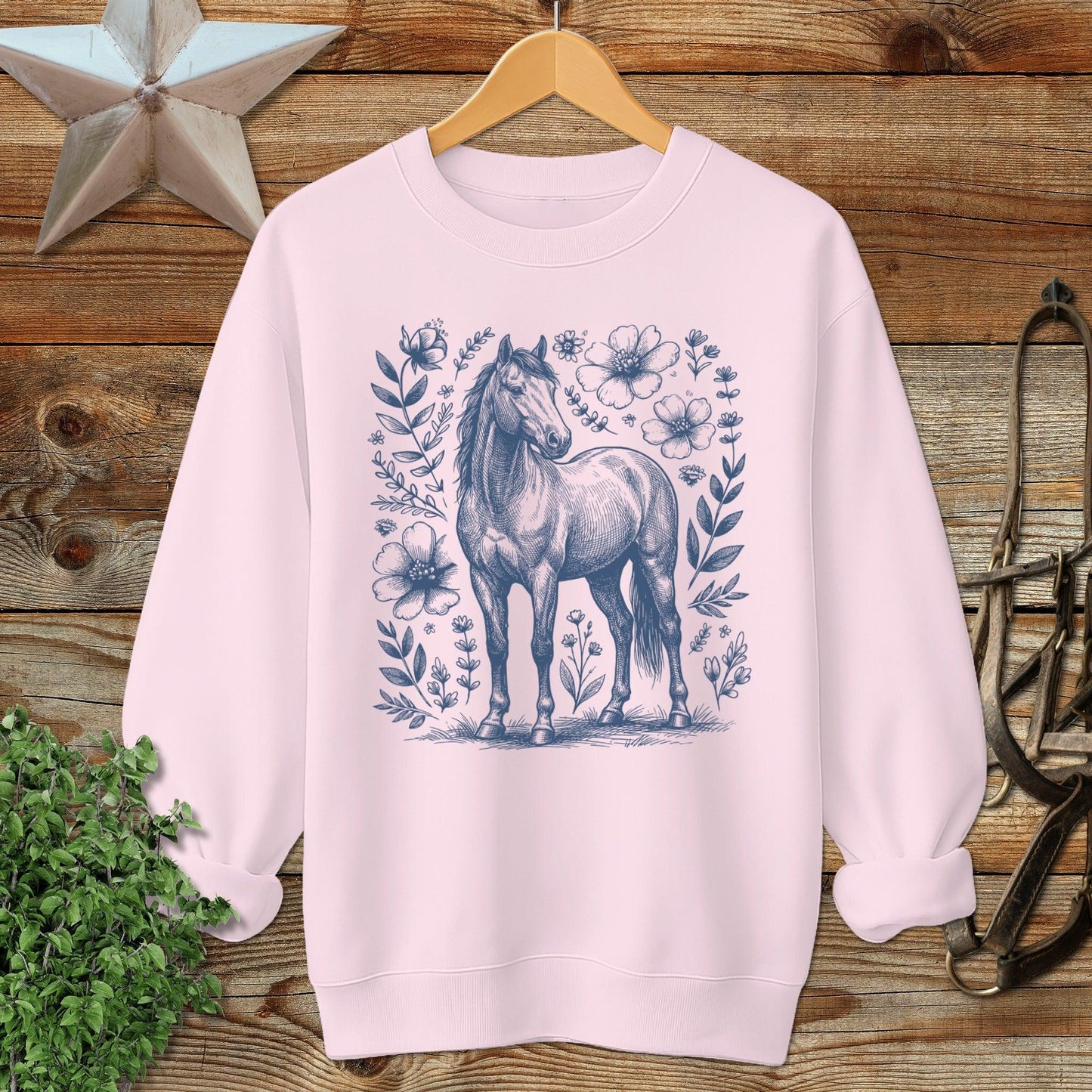 Botanical Horse Illustration Sweatshirt