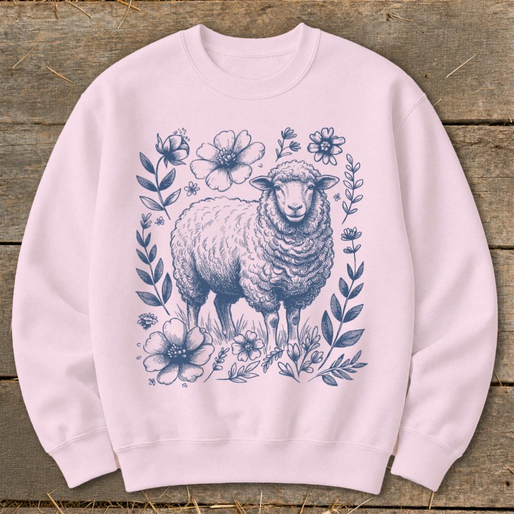 Botanical Sheep Illustration Sweatshirt