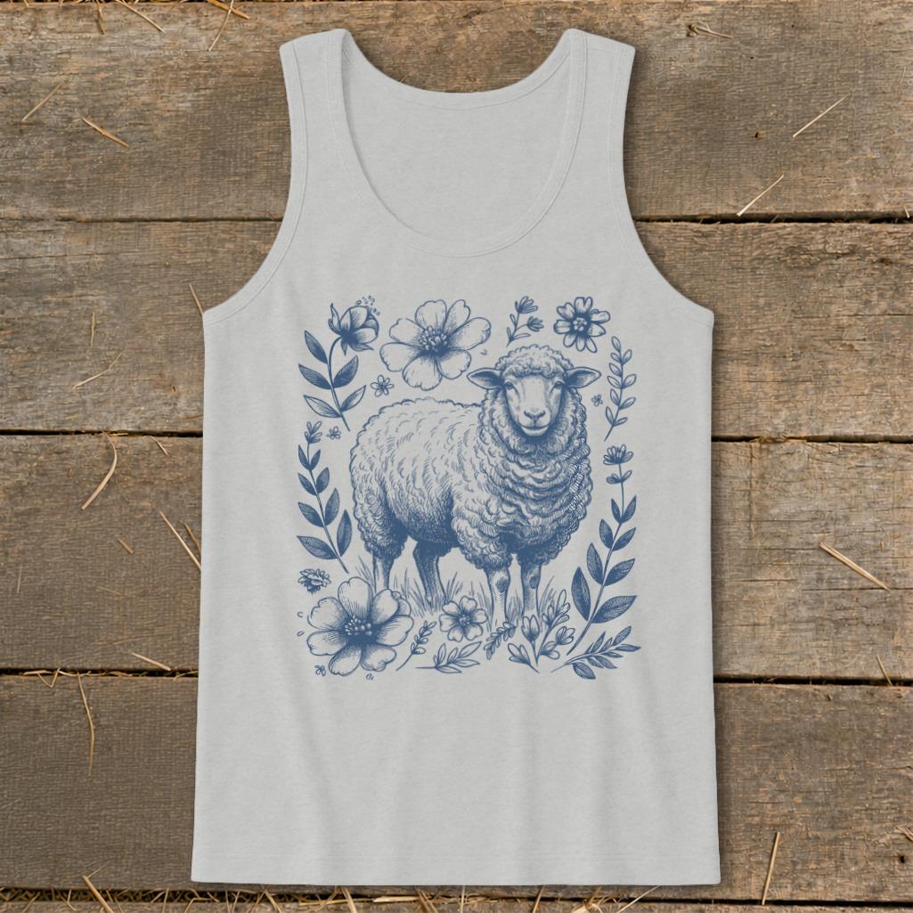 Botanical Sheep Illustration Tank Top