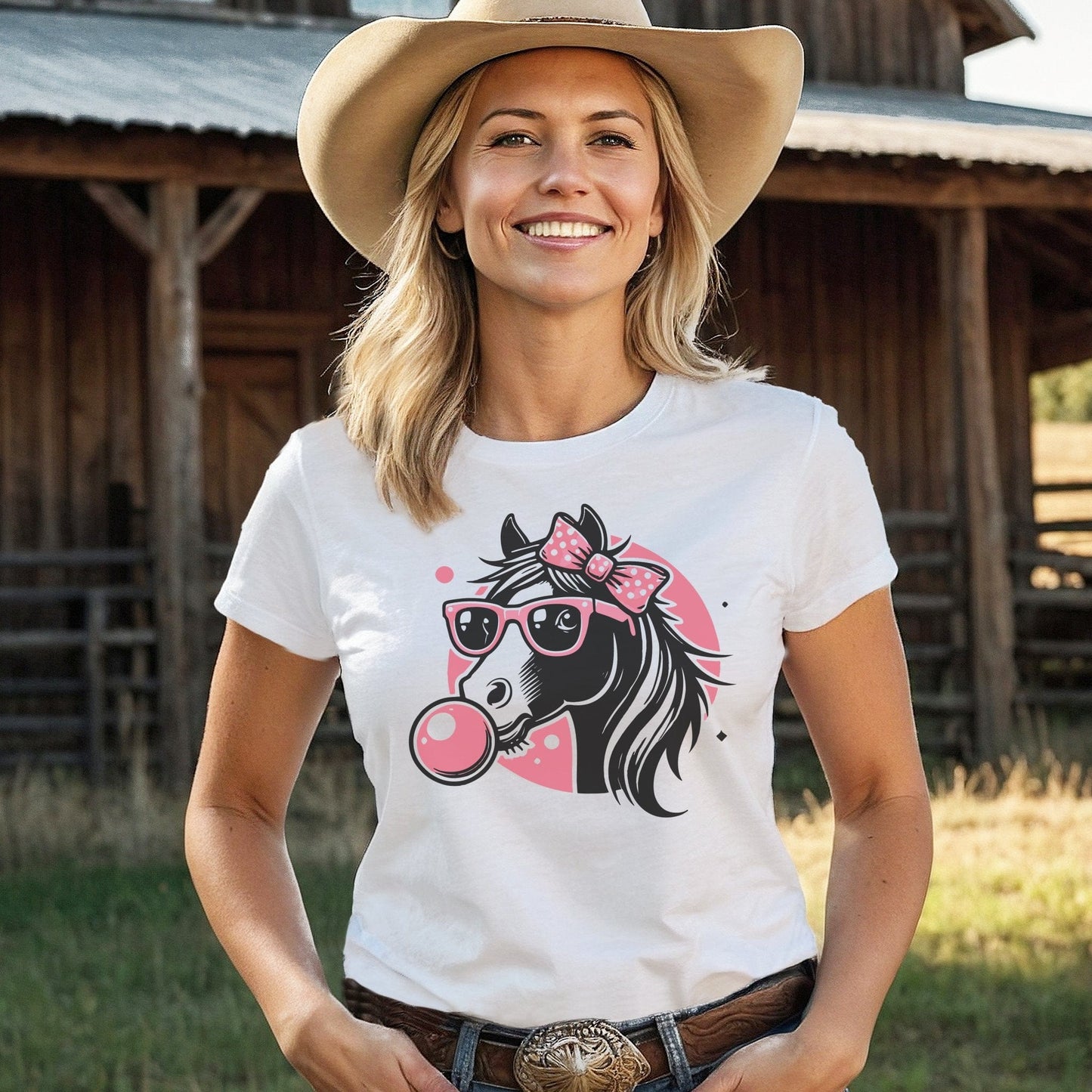 Bubble Gum Horse V-neck