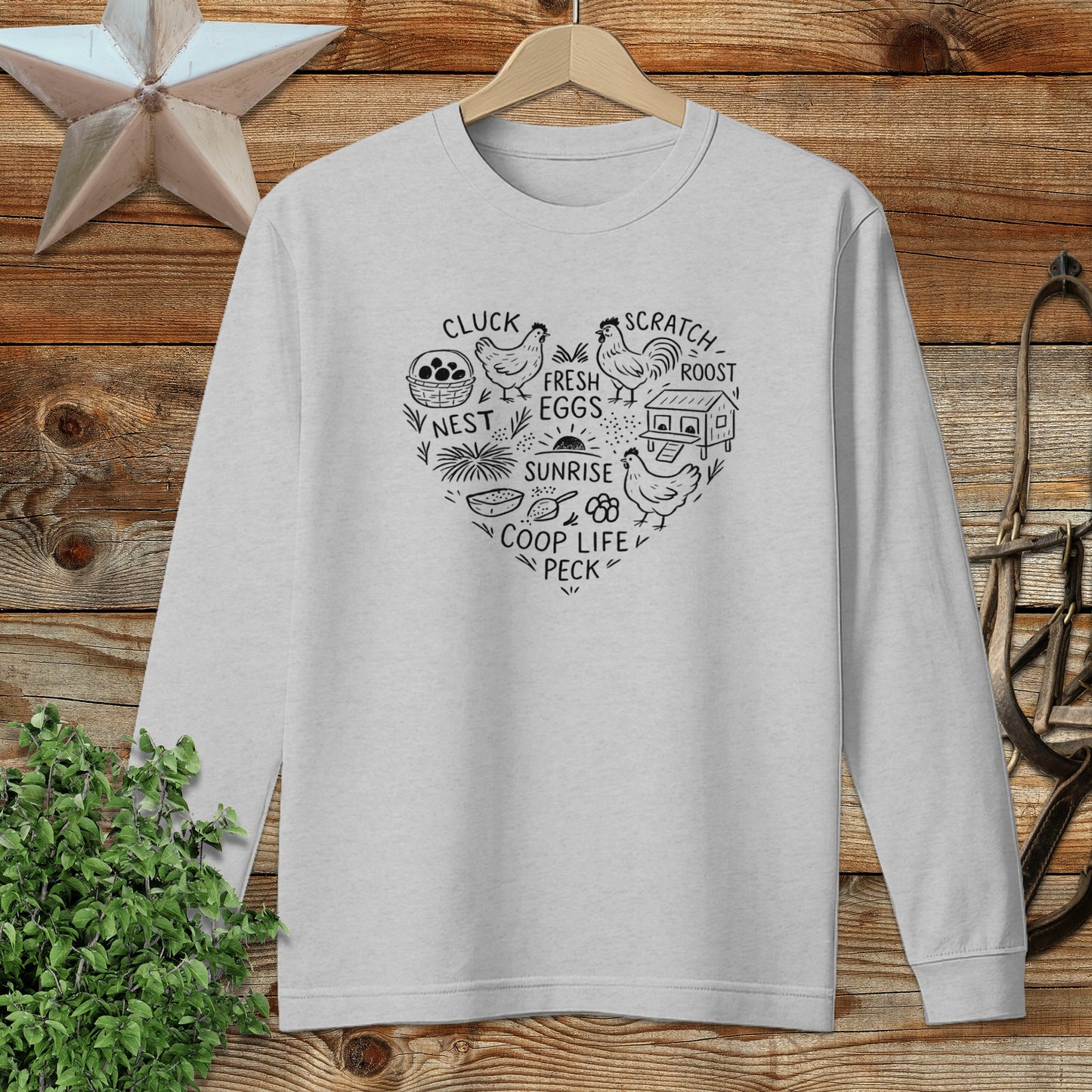 Chicken Farm Heart Long Sleeve Tee