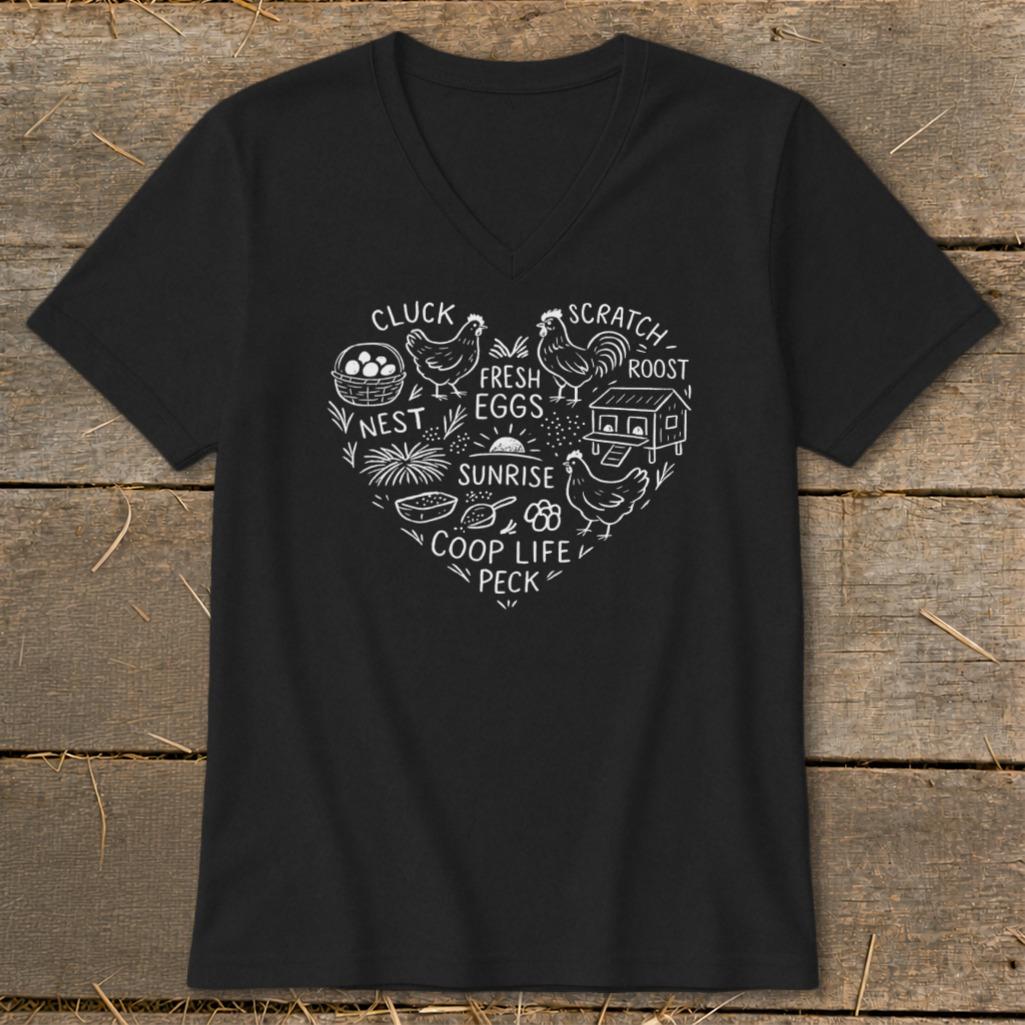 Chicken Farm Heart V-neck