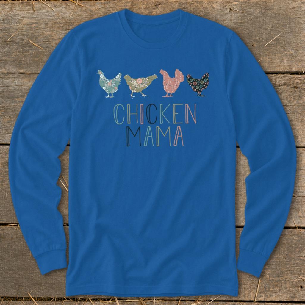 Chicken Mama Pattern Long Sleeve Tee