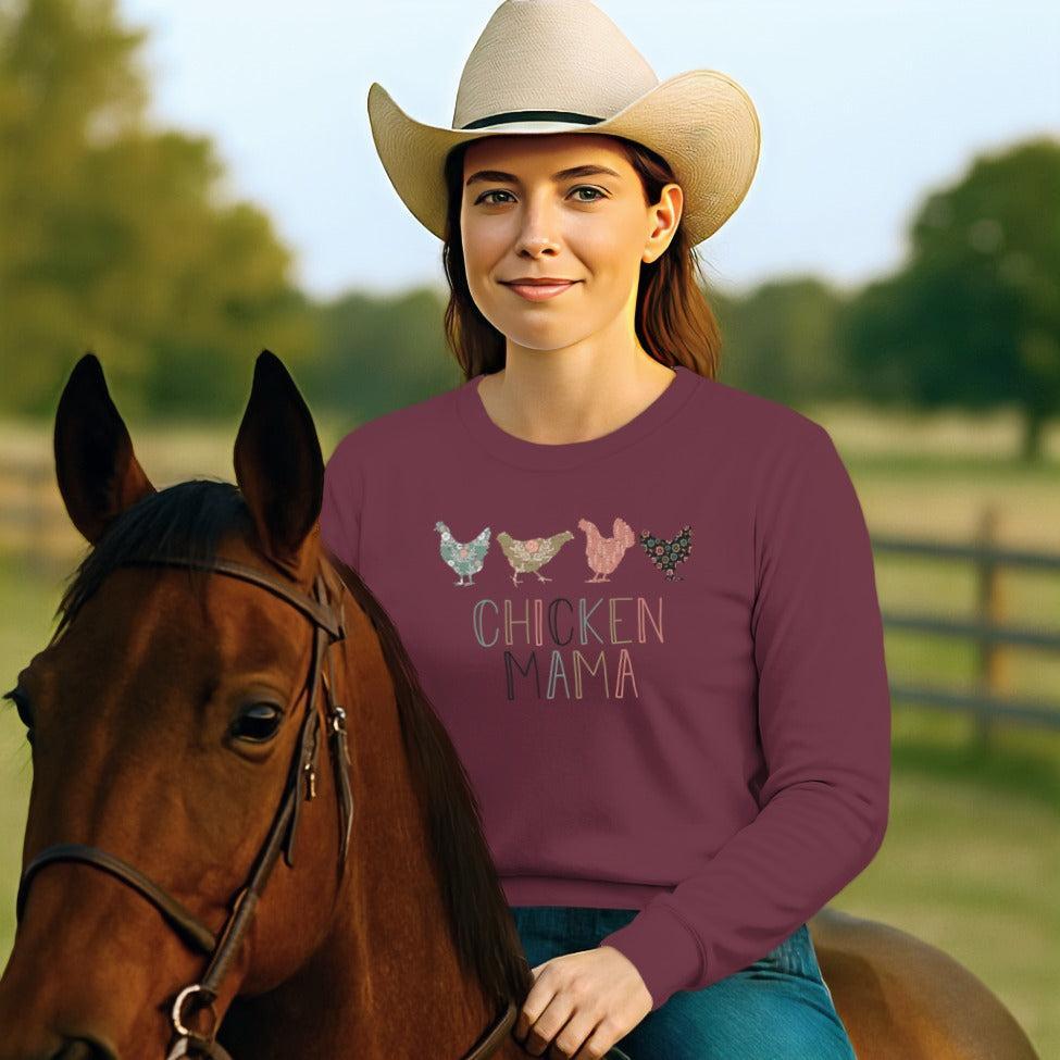 Chicken Mama Pattern Long Sleeve Tee