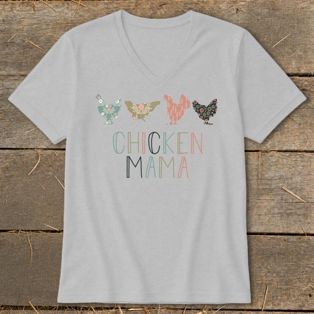 Chicken Mama Pattern V-neck