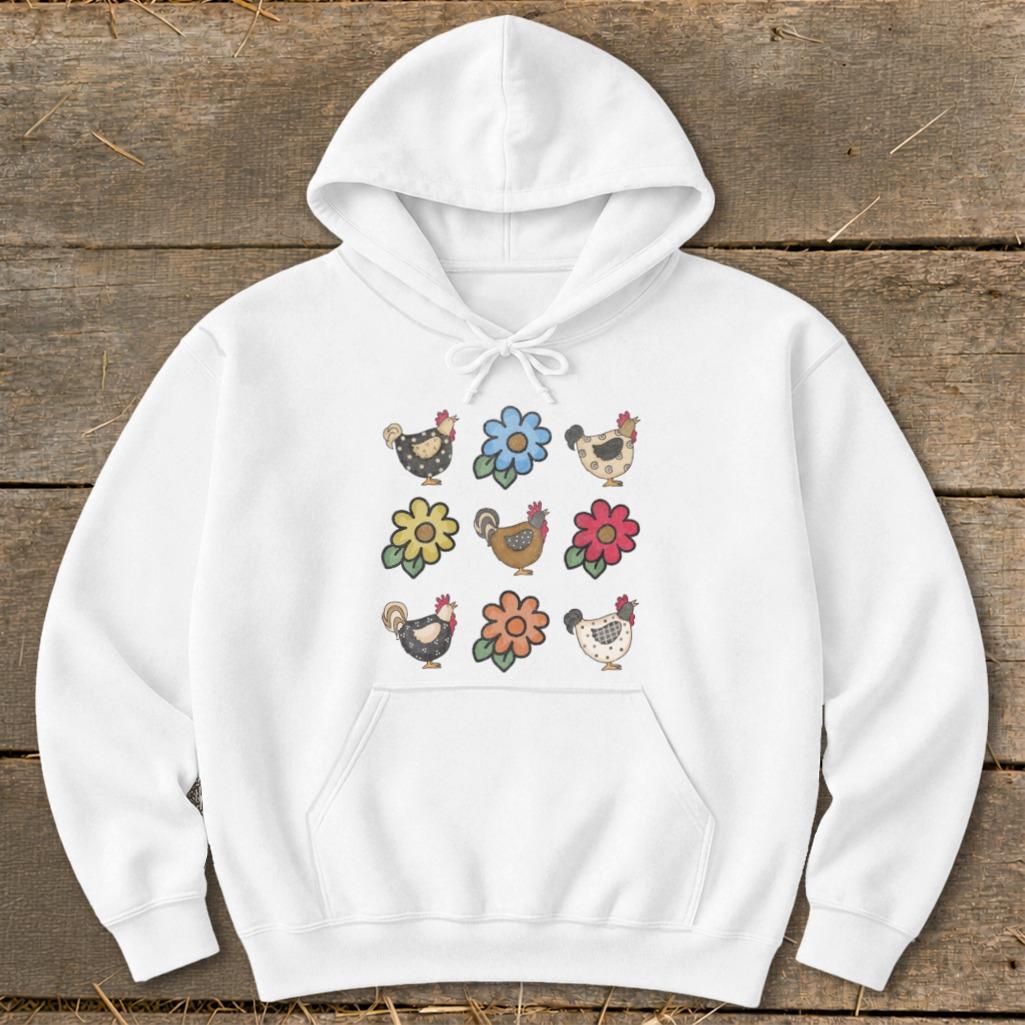 Chickens and Flowers Hoodie