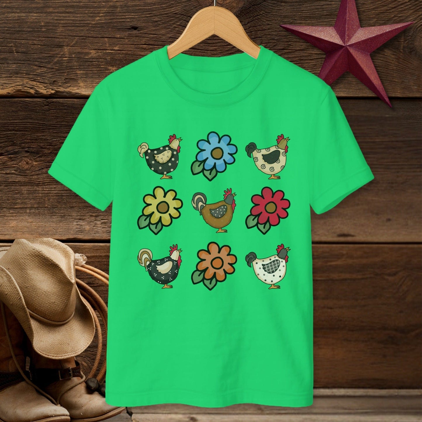 Chickens and Flowers T-shirt (Youth)