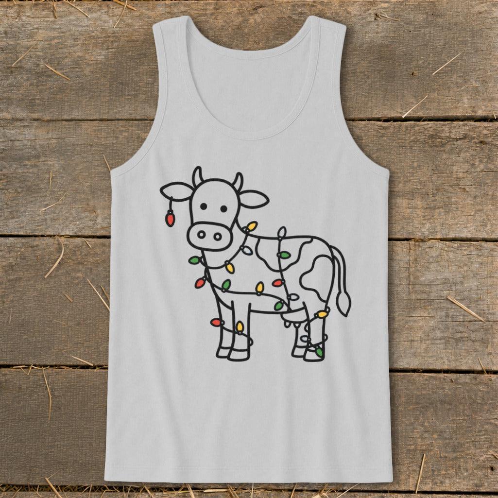 Christmas Lights Cow Tank Top