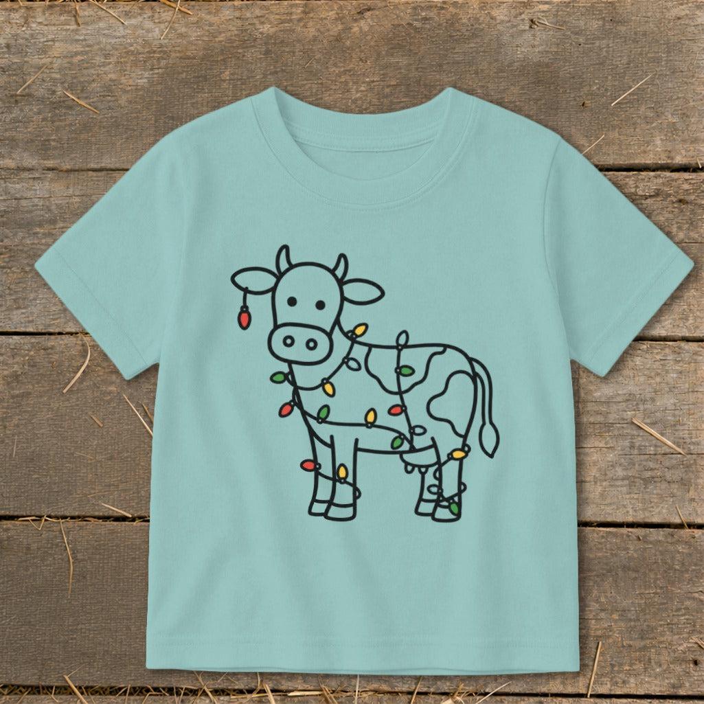 Christmas Lights Cow Toddler Tee