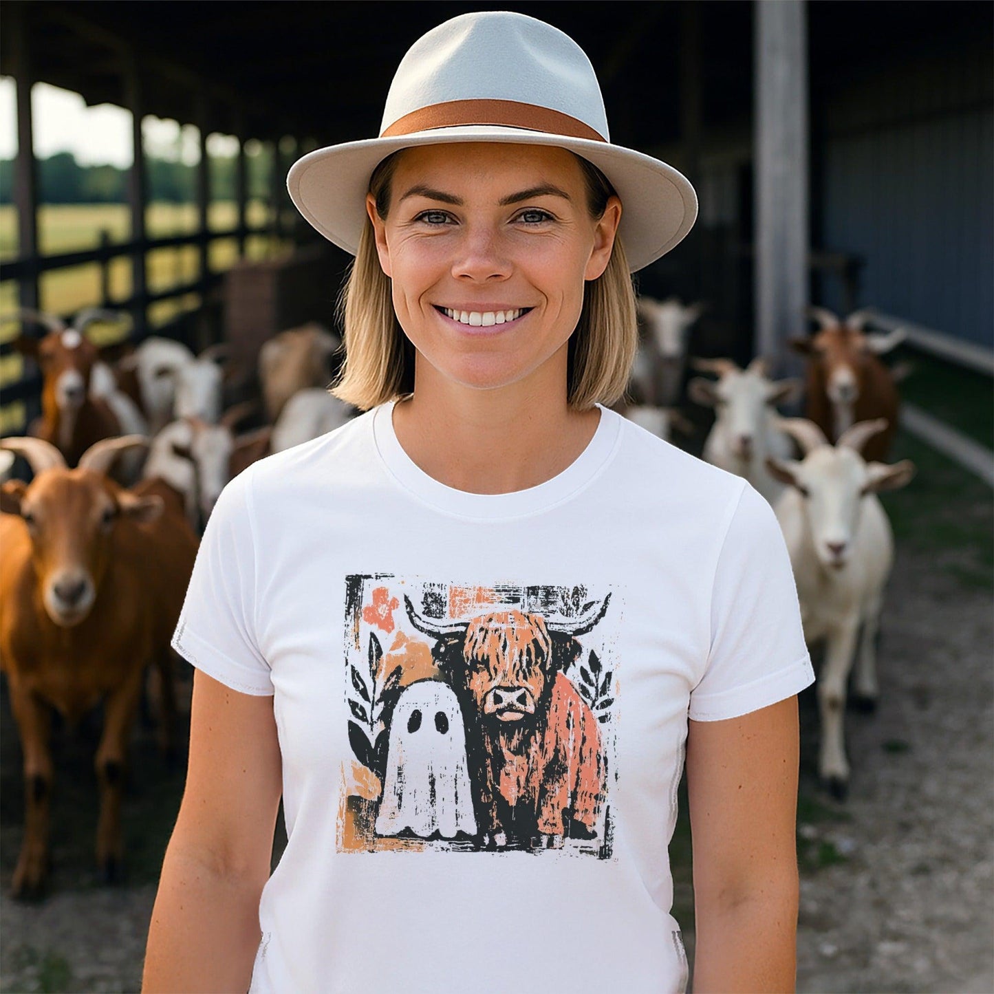 Cow and Ghostly Friend T-shirt