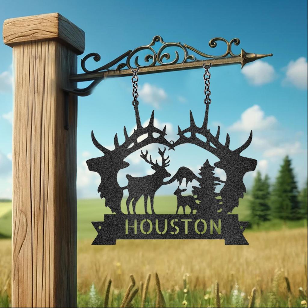 Custom Big Antler Metal Art Sign