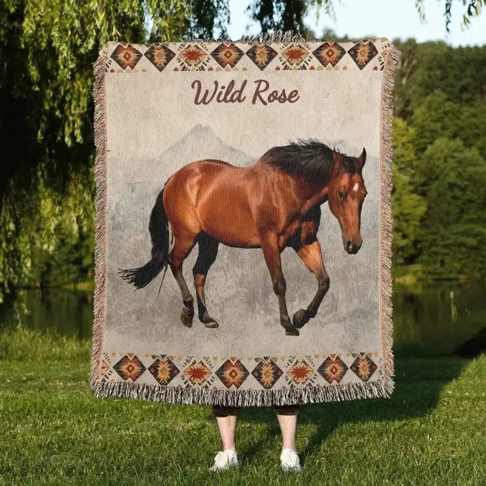 Custom Horse Photo Woven Blanket