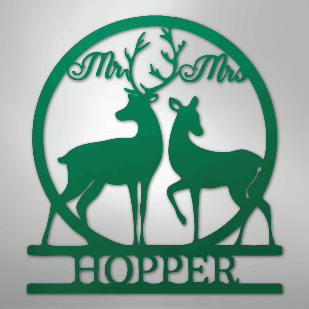 Custom Mr and Mrs Deer Metal Art Sign