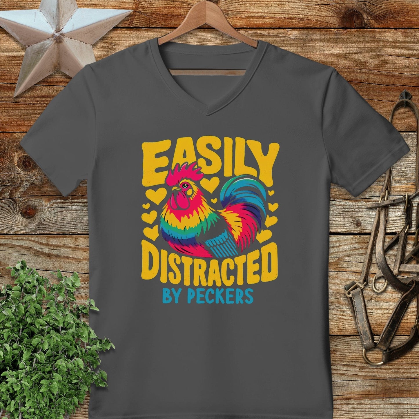 Distracted by Peckers V-neck