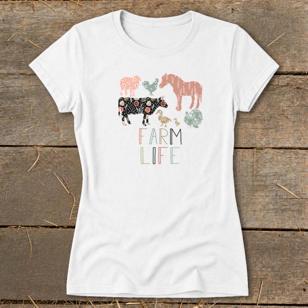 Farm Life Pattern Ladies Tee