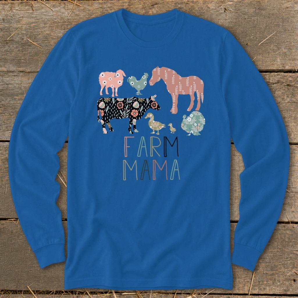 Farm Mama Pattern Long Sleeve Tee