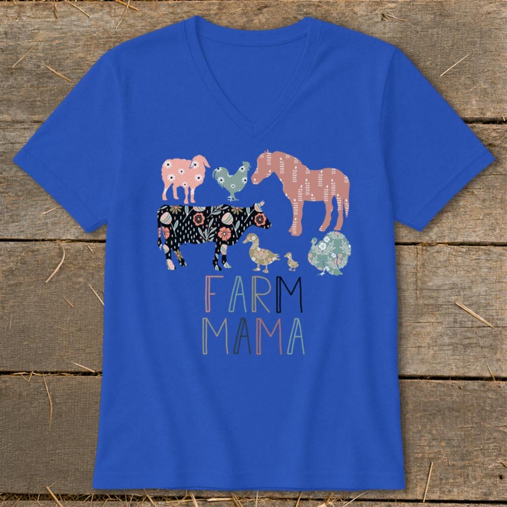 Farm Mama Pattern V-neck
