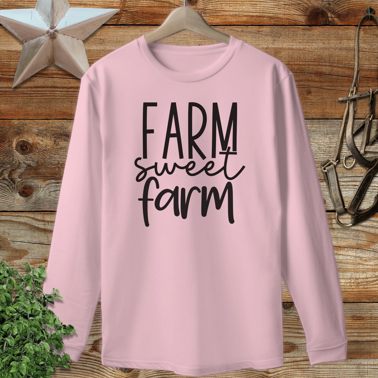 Farm Sweet Farm Words Long Sleeve Tee