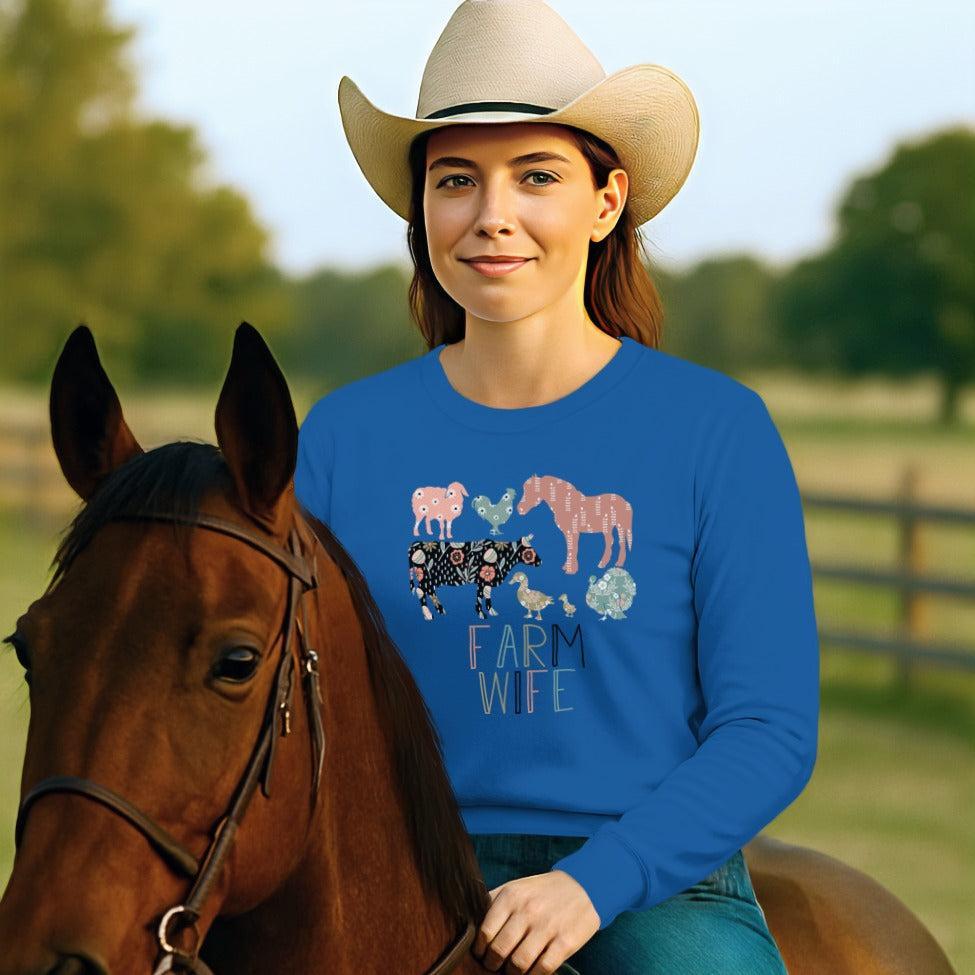 Farm Wife Pattern Long Sleeve Tee