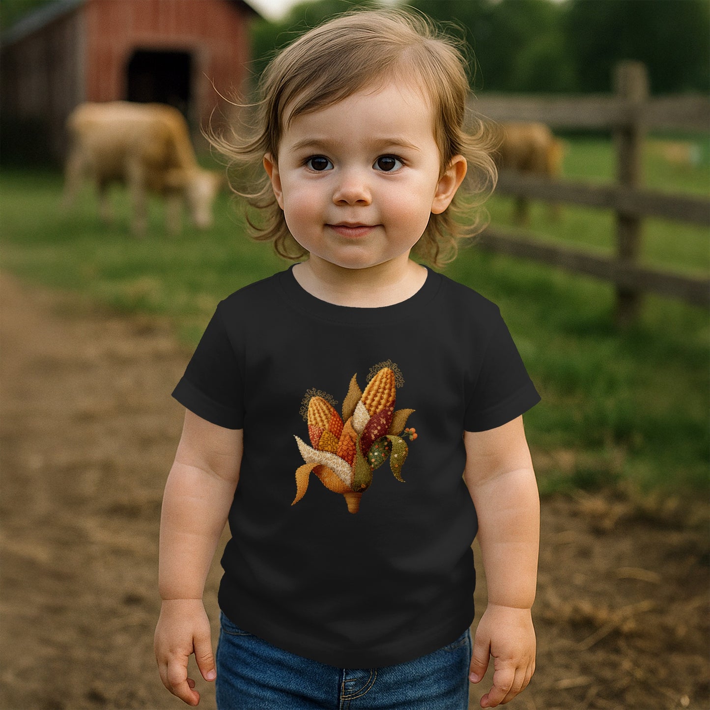 Faux Embroidery Fall Corn Stalk T-shirt (Toddler)