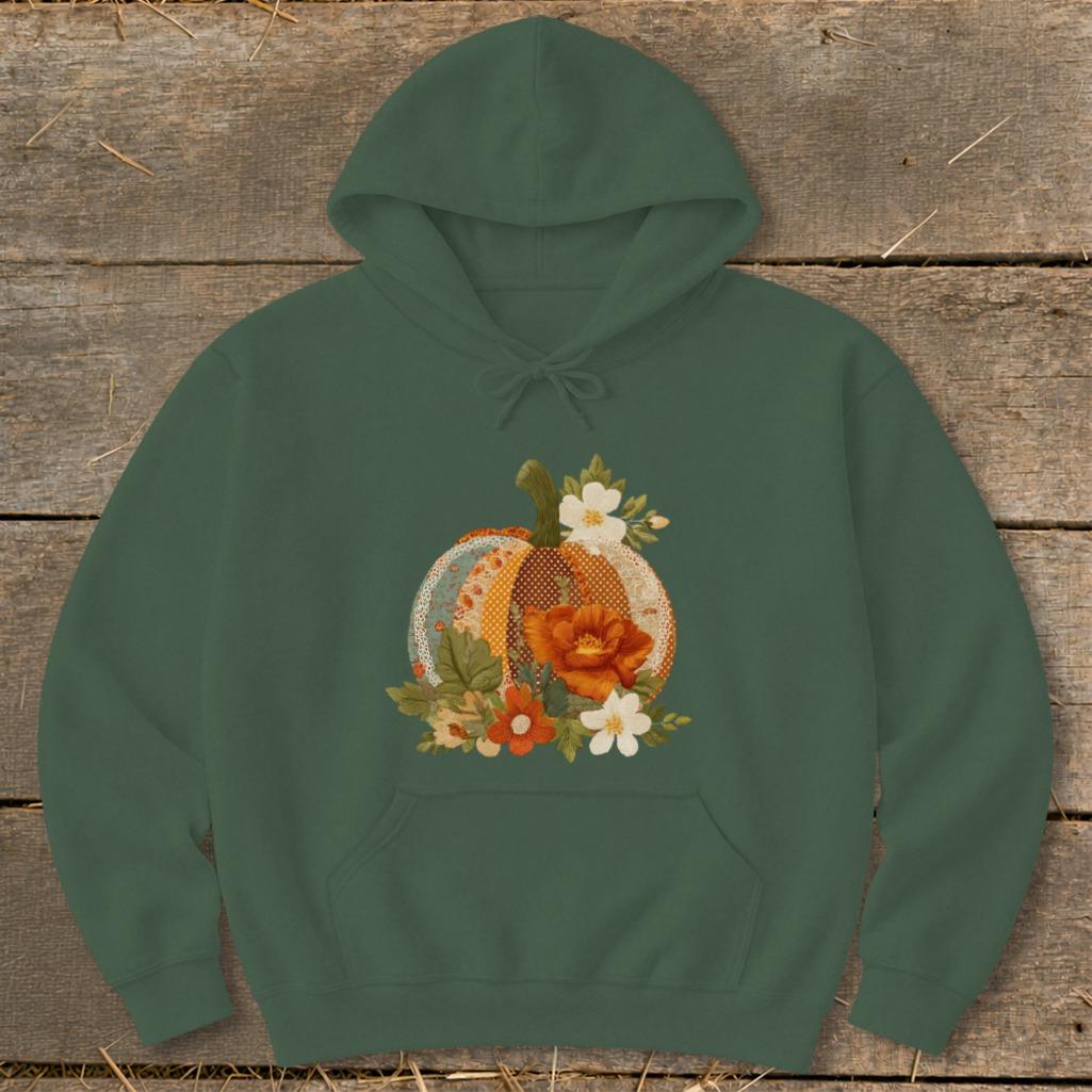 Faux Embroidery Fall Pumpkin Hoodie