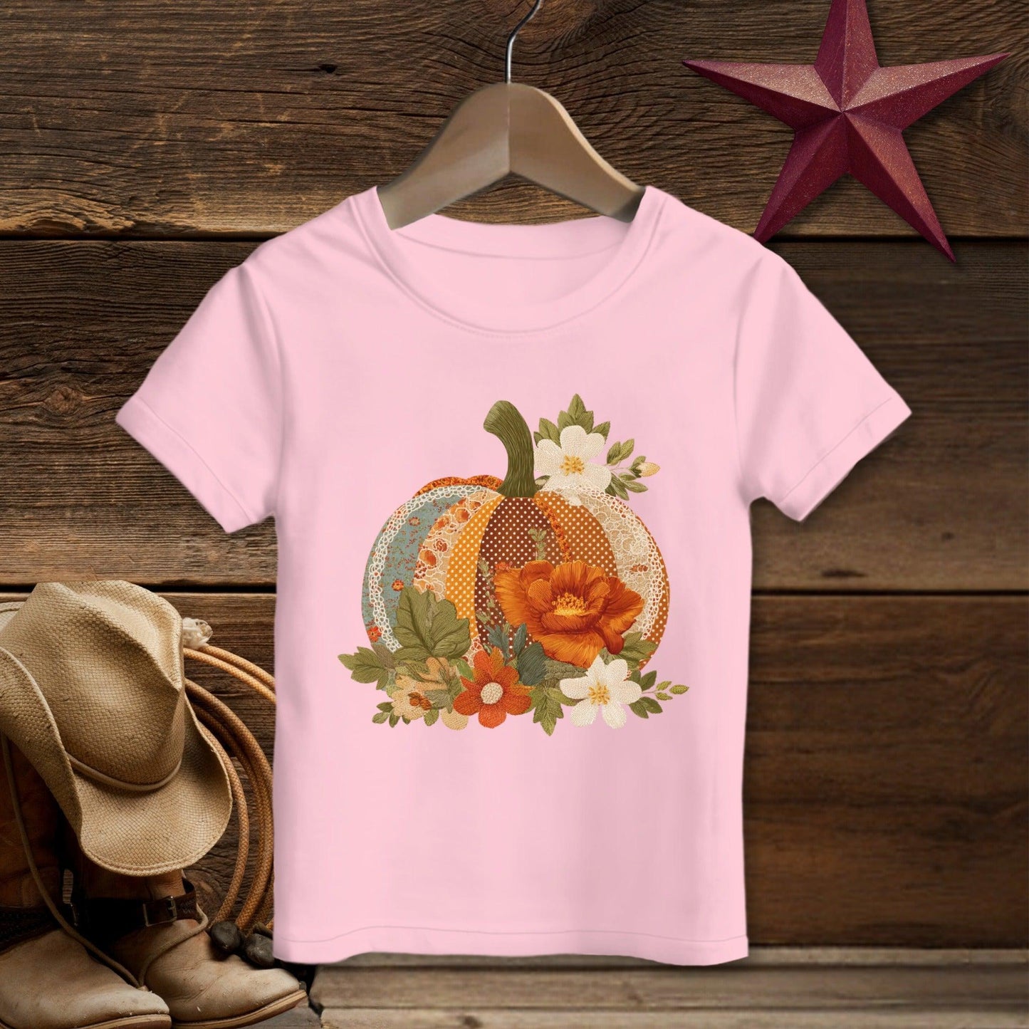 Faux Embroidery Fall Pumpkin T-Shirt (Toddler)